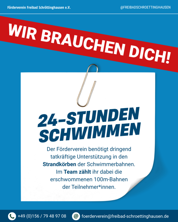 Beitrag 24 Stunden Schwimmen Helfergesuch