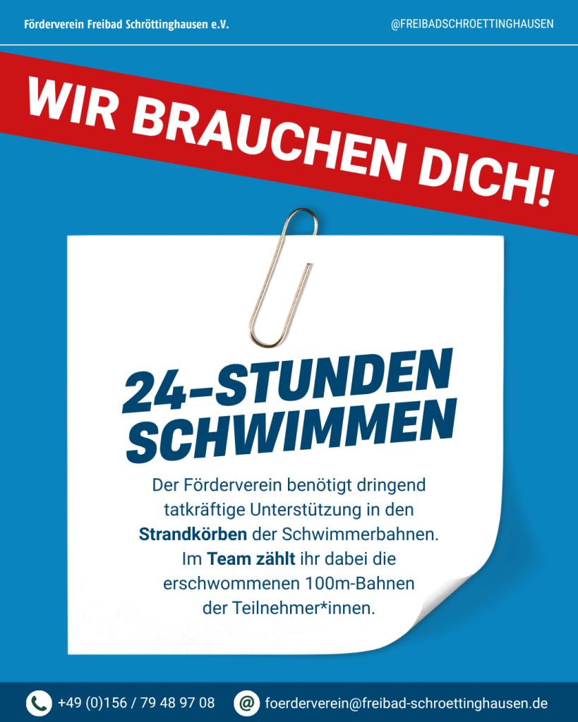 Beitrag 24 Stunden Schwimmen Helfergesuch